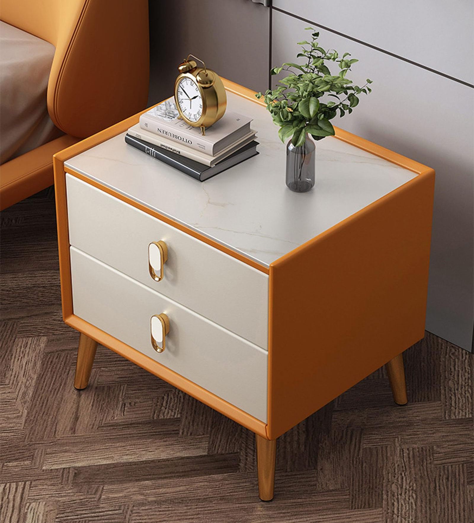 Rock Board Bedside Cabinet Solid Wood Minimalist Modern Bedroom Narrow Bedside Cabinet