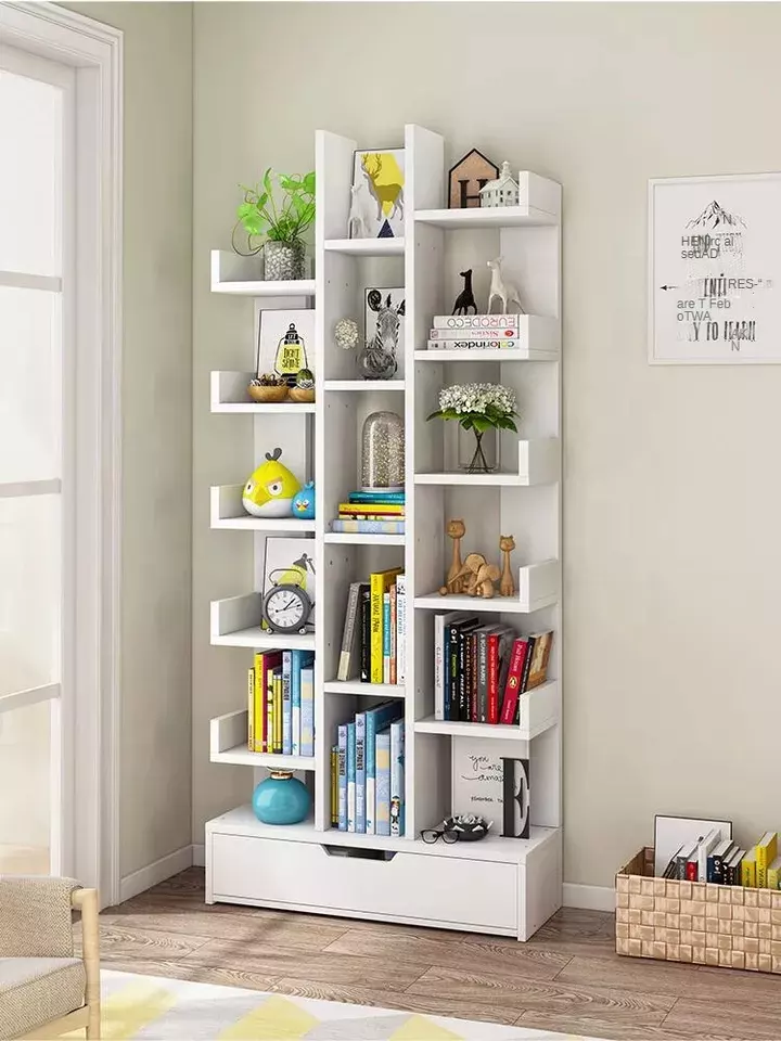 Best-selling new living room furniture simple tree-shaped multi-layer wooden storage rack, bookshelf,kids bookcase