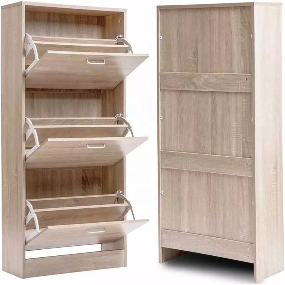 Modern 360 degree rotating wooden shoe storage cabinet, closed shoe rack and simple shoe rack