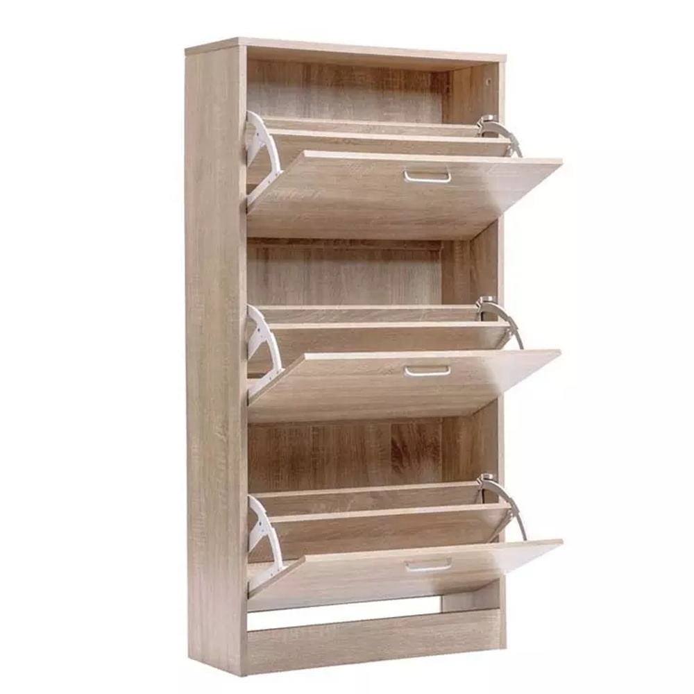 Modern 360 degree rotating wooden shoe storage cabinet, closed shoe rack and simple shoe rack