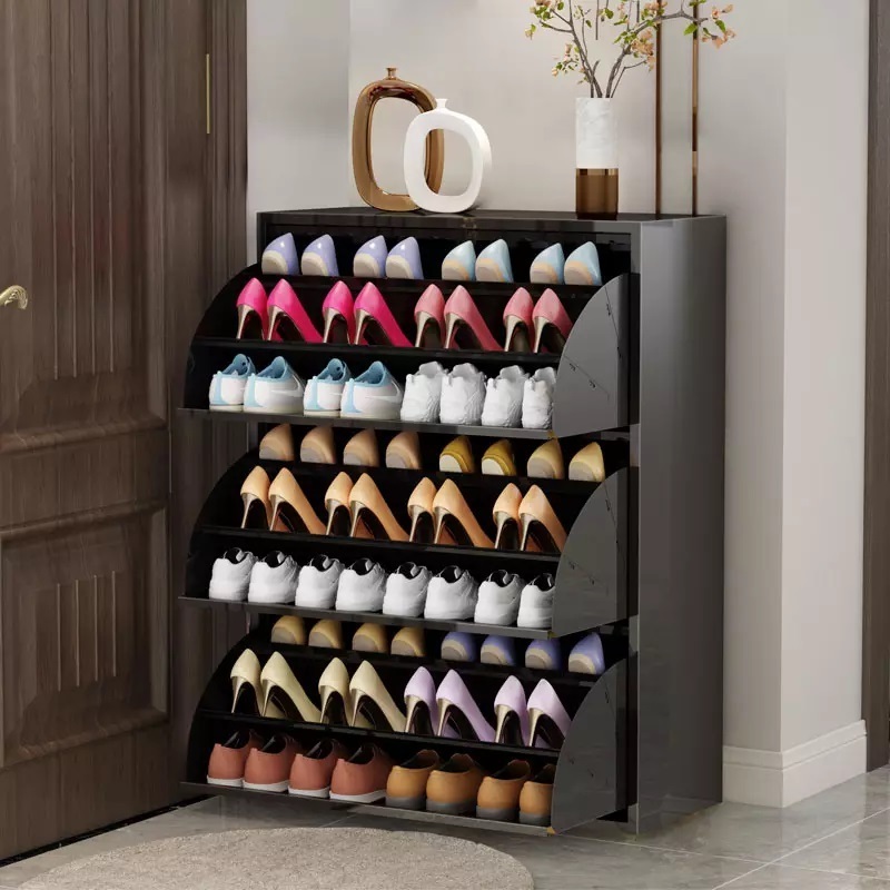 High Quality Modern Multi-Layer Storage Shoe Rack Slim Flip Out Shoe Cabinet Living Room Furniture pull-out shoe rack