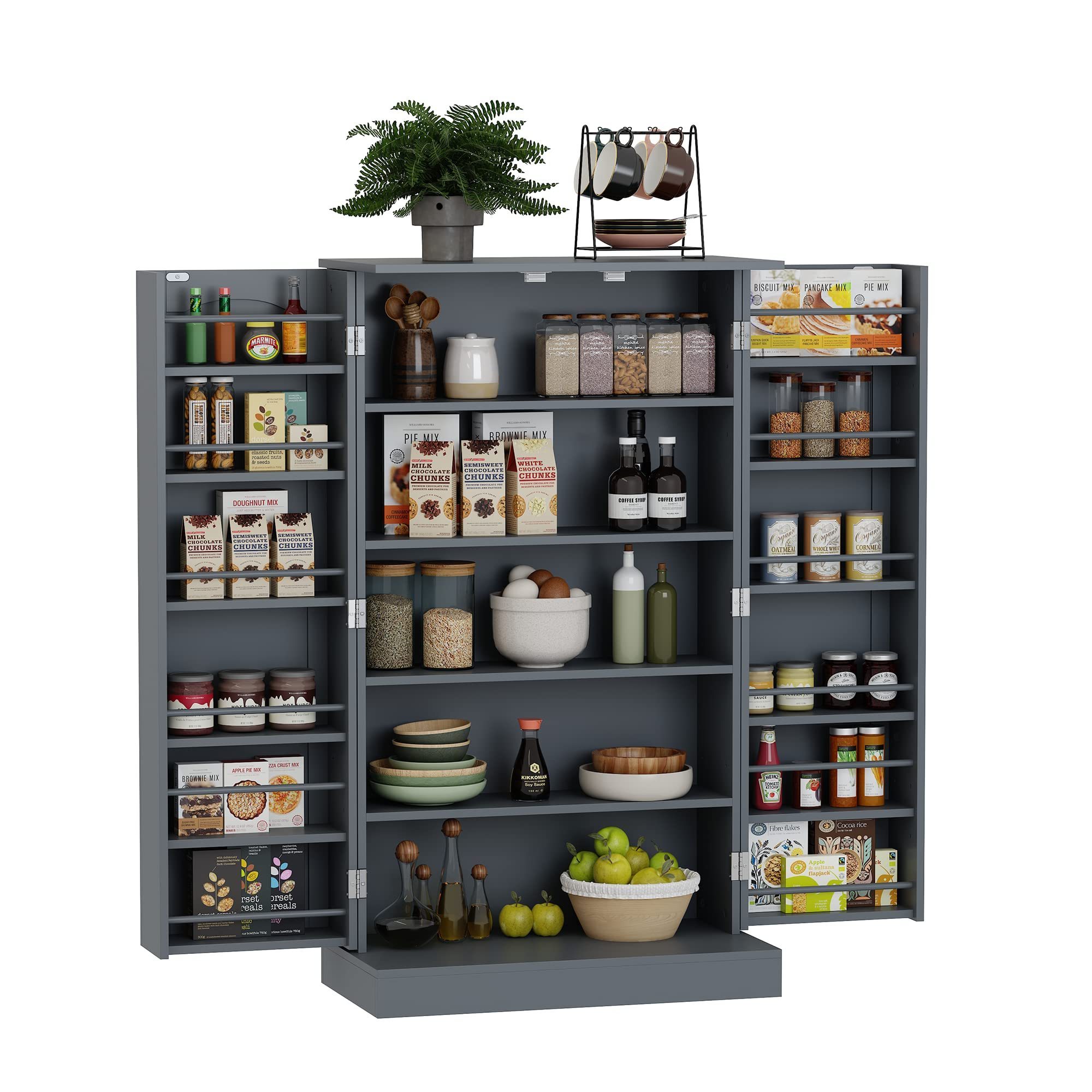 2023 The Best Space Saving Kitchen Pantry Cabinet Storage Cabinet with 6  Wooden Shelves Sideboard Cabinet