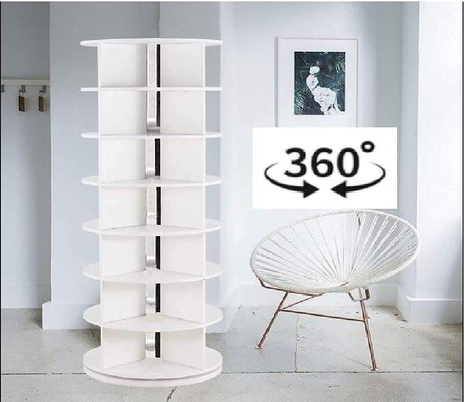 Wholesale Australian Hot sale wooden 360 Revolving Shoe Rack Cabinet With Iron Rotating Rack White MDF Shoe Cabinet