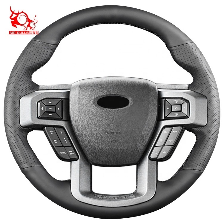 interior accessories genuine leather designer car Steering Wheel Cover for Ford F-150 Raptor Race Truck 2017 2019