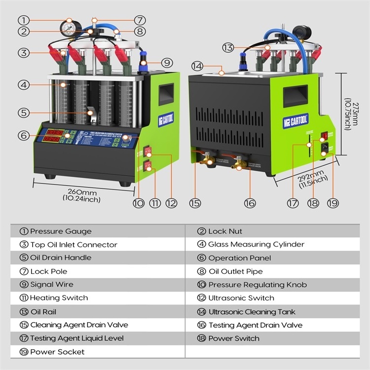 MRCARTOOL Gdi Car Fuel Injector Tester Cleaning Machine V308 Ultrasonic Nozzle Cleaner Tester For Motorcycle 4 Cylinders