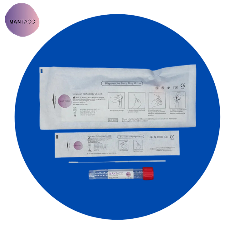 Disposable Sampling Kit For Cell Collection Preservation VTM With 3Ml Inactivated Liquid Sterile Flocked Nasal Swab