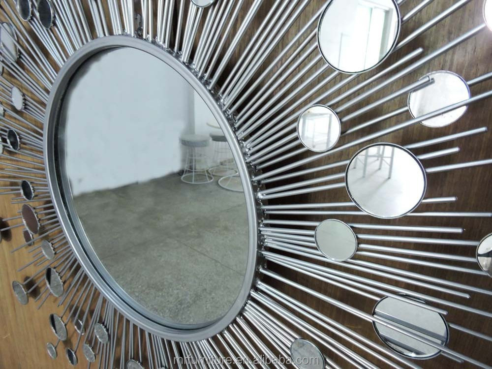 silver metal sunburst wall mirror decor