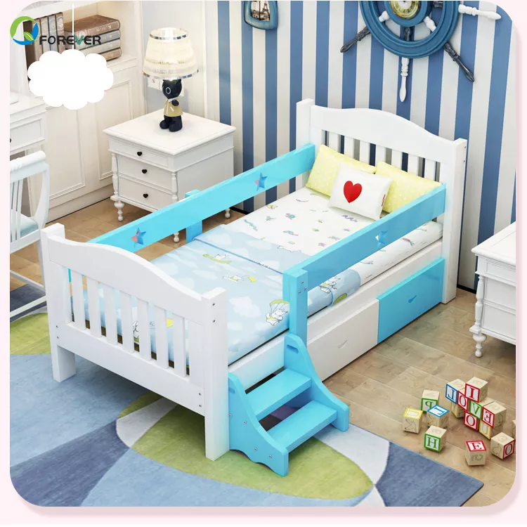 Princess Lit Enfant Wholesale Wooden Bed Frame Single Children Safety Widening Stitching Big Bed Guardrail Baby Bed