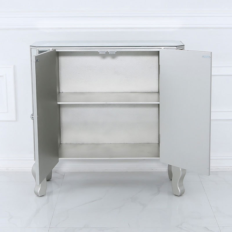 Venetian glass mirrored design sideboard 2 door end table corner cabinet for bedroom living room