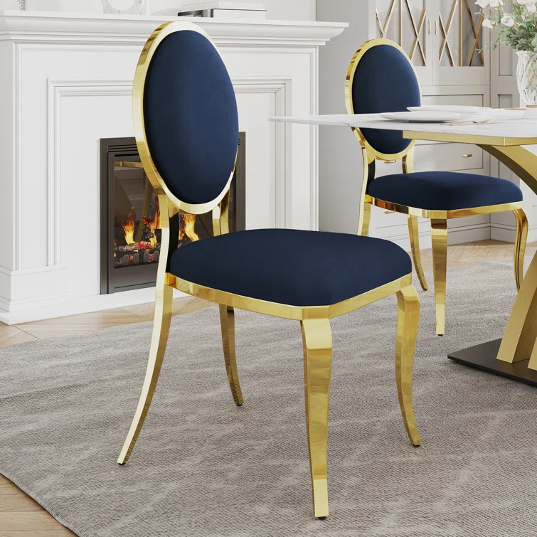 Luxury Royal Velvet Dining Chair With Unique Backrest Metal Furniture for Home Kitchen Hotel Restaurant Weeding