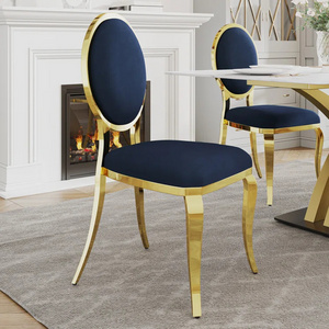 Luxury Royal Velvet Dining Chair With Unique Backrest Metal Furniture for Home Kitchen Hotel Restaurant Weeding