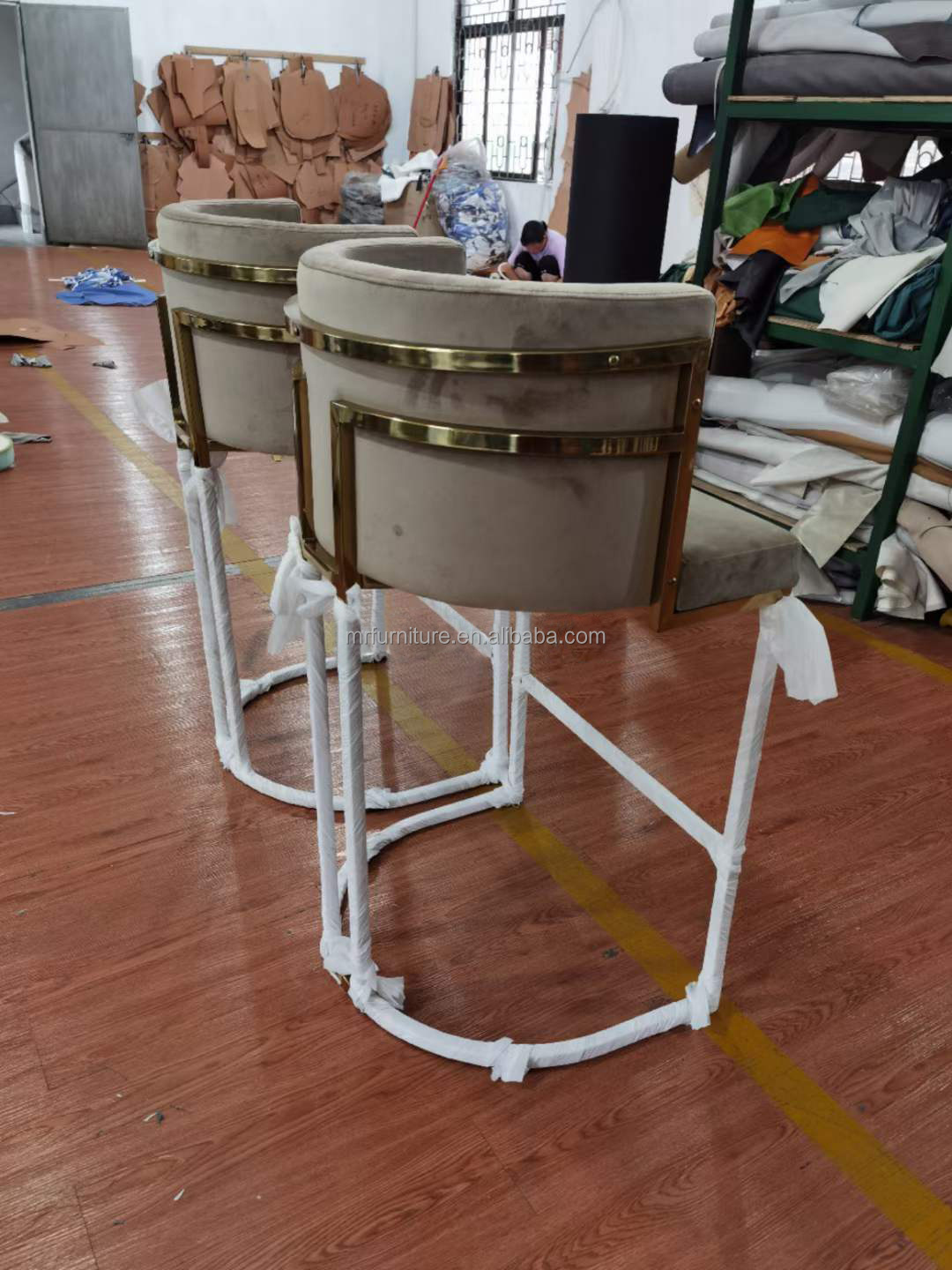 Hot Sales High Counter Chair Stainless Steel Velvet Upholster Bar chair Bal Stool For Home Hotel Wedding