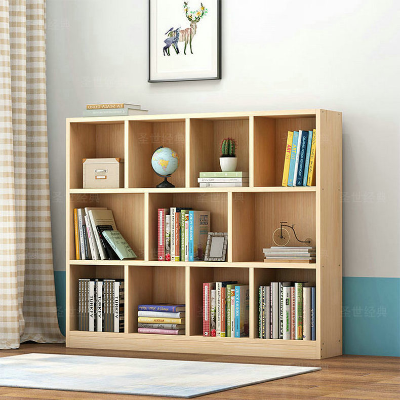 Simple household cabinet - Tiered floor shelving - Bedroom storage shelf-  Simple modern cell  wooden bookshelf