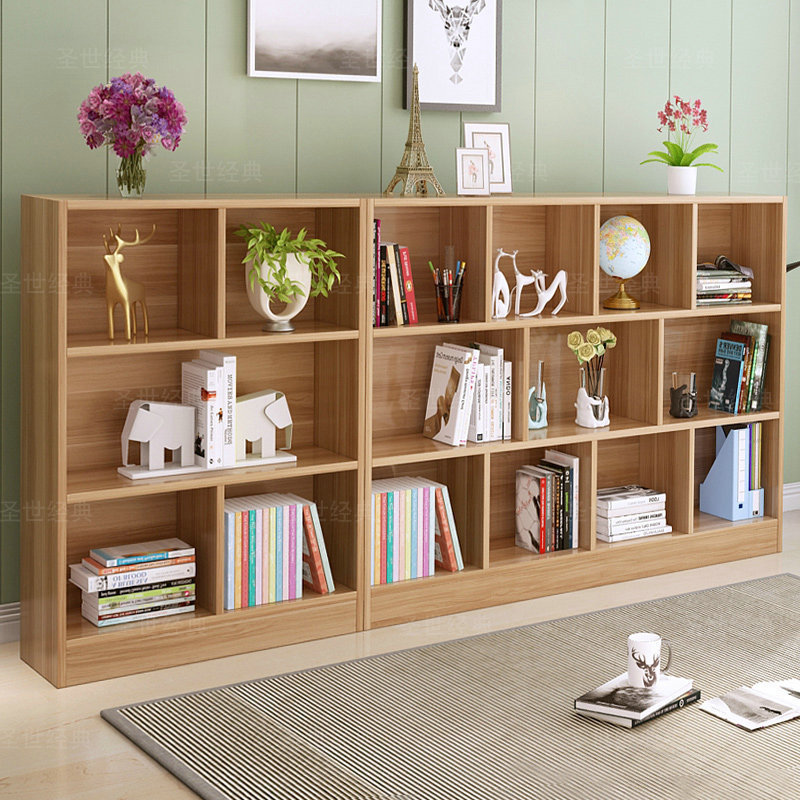 Simple household cabinet - Tiered floor shelving - Bedroom storage shelf-  Simple modern cell  wooden bookshelf