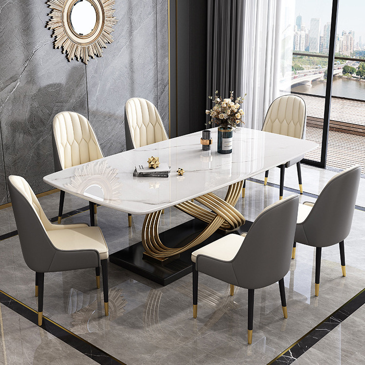 Hot Selling Dining Table Set Stainless Steel Base Dining Room Table Marble Top Rectangle Restaurant Table For Home Hotel