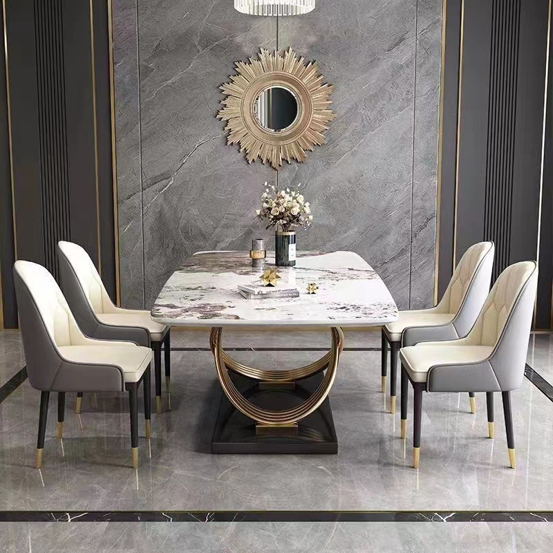 Hot Selling Dining Table Set Stainless Steel Base Dining Room Table Marble Top Rectangle Restaurant Table For Home Hotel