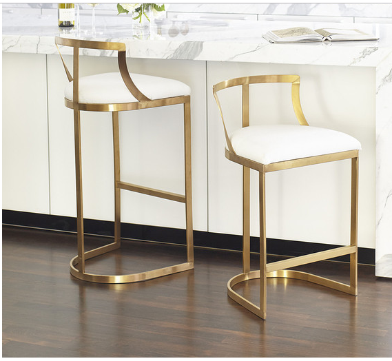 Contemporary Golden Polished Stainless Steel Bar Stool PU Leather Velvet Counter for Club Cafe