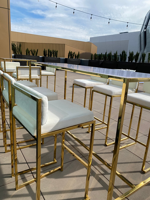 High Quality Wedding Party Cocktail Luxury Bar Table Gold Stainless Steel Tall Table For Party Event Hotel