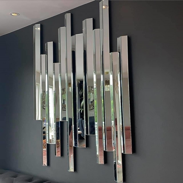 Wholesale Hot Selling Crystalline Effect Wall Mirror Art Modern Luxury Living Room Decorative Wall Mirror Panels for Home Hotel