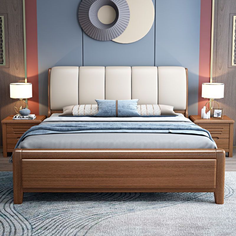 Nordic Style Bedroom Furniture Modern Wood Bed With Storage 1.8/1.5 m Double Soft Wedding Bed in Walnut wood