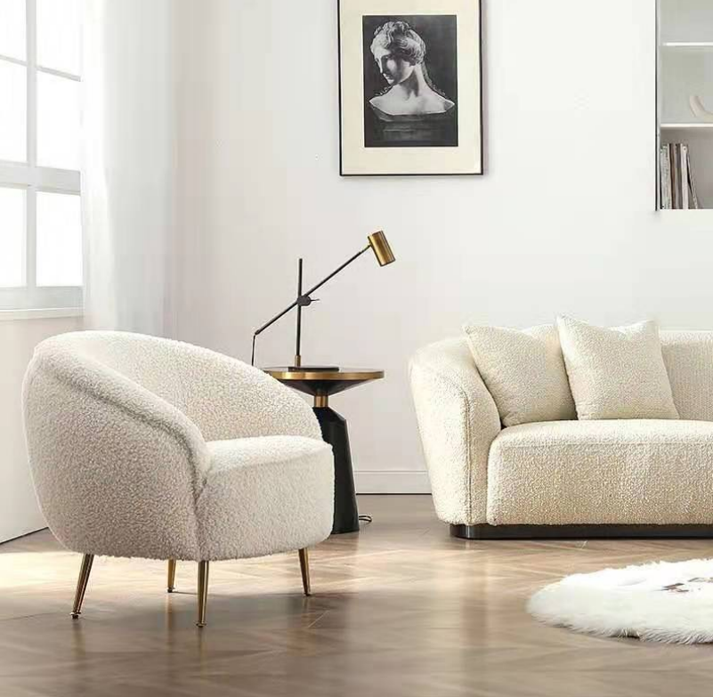 Upholstered Barrel Chair Accent Chairs Furniture Sofa Living Room Sofas Stainless Steel Velvet Fabric Couch For Home Luxury