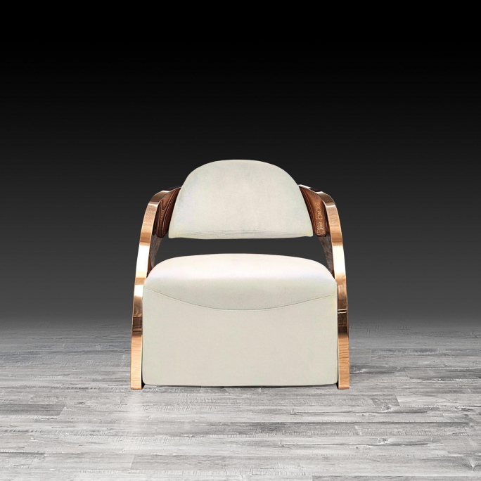 High Quality Luxury Rose Gold Stainless Steel Accent Chair Pu Leather Lounge Chair Sofa Chair For Home Hotel