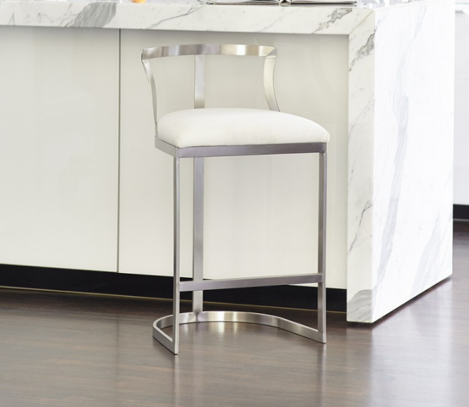 Contemporary Golden Polished Stainless Steel Bar Stool PU Leather Velvet Counter for Club Cafe