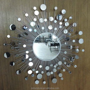 silver metal sunburst wall mirror decor