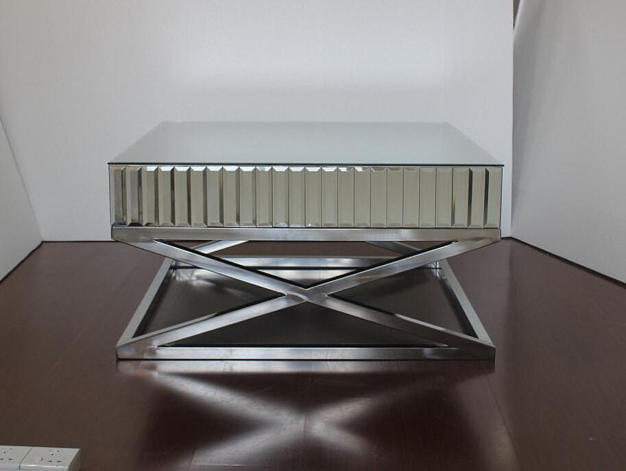 Contemporary design X shape Mirrored Stainless Steel Side Table Console table