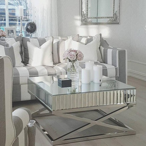 Contemporary design X shape Mirrored Stainless Steel Side Table Console table