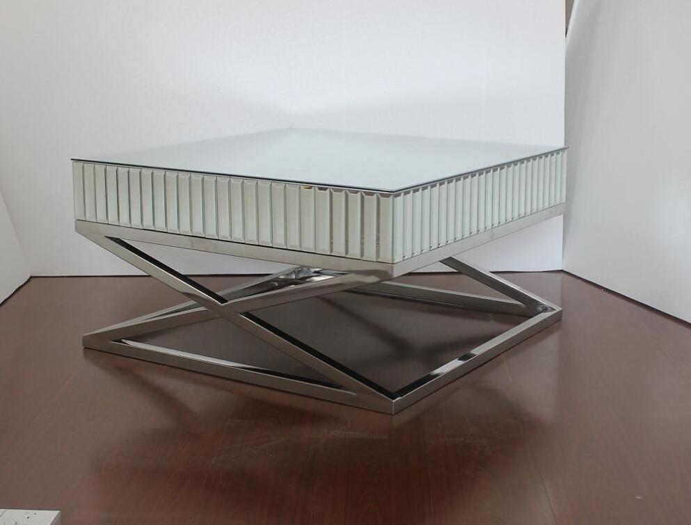 Contemporary design X shape Mirrored Stainless Steel Side Table Console table