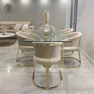 2023 Luxury Modern Dining Chair Stainless Steel Velvet Upholster Restaurant Chair For Home Hotel Wedding