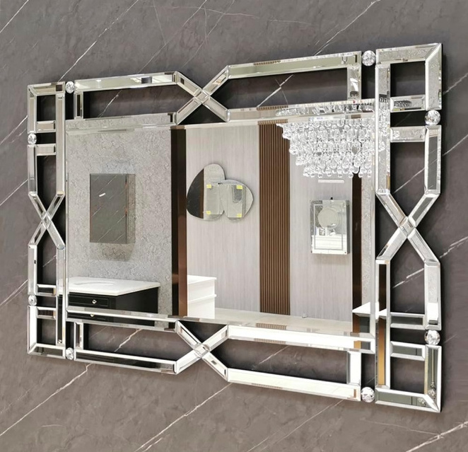 Large Beveled Glass Rectangle Mirror Elegant Wall Decor for Bedroom Living Room Entryway Dining Room