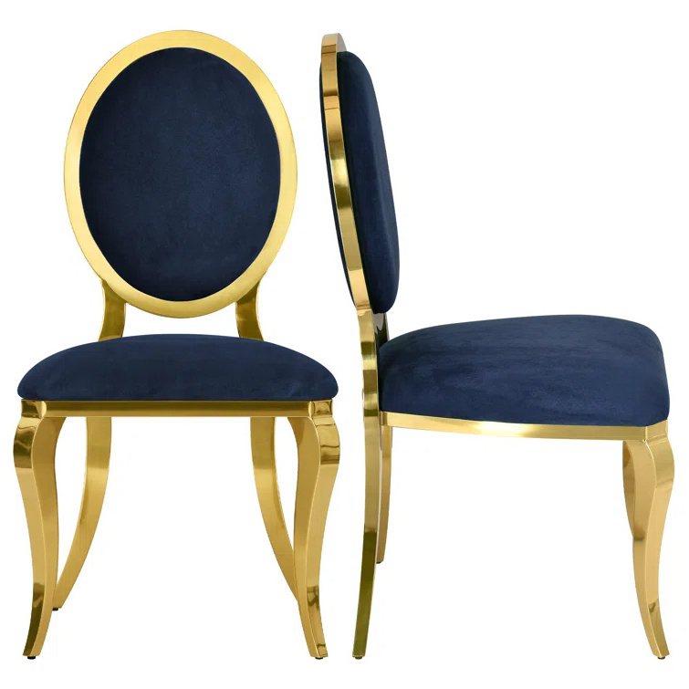 Luxury Royal Velvet Dining Chair With Unique Backrest Metal Furniture for Home Kitchen Hotel Restaurant Weeding