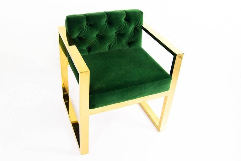 Upholstered Emerald Green Velvet Lounge Armrest Dining Chair Hotel Lobby Leisure Chair