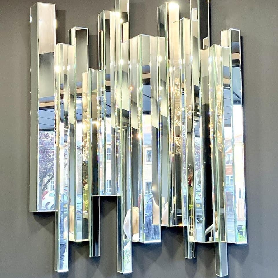 Wholesale Hot Selling Crystalline Effect Wall Mirror Art Modern Luxury Living Room Decorative Wall Mirror Panels for Home Hotel