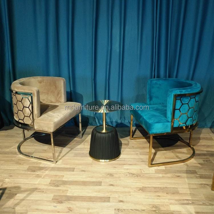 Best Selling Dining Room Furniture Blue Velvet Chair Restaurant Used Dining Chair Stainless Steel Honeycomb Dining Chair