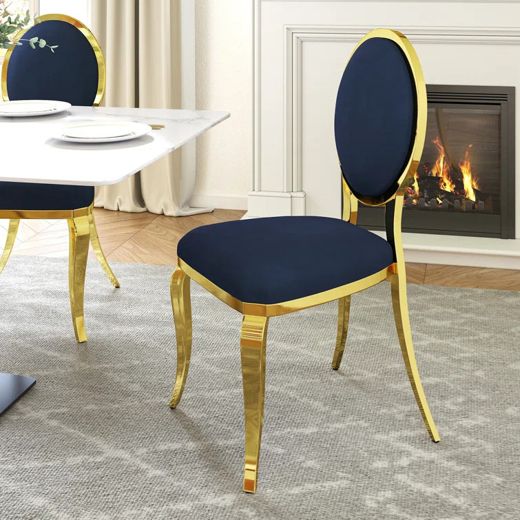 Luxury Royal Velvet Dining Chair With Unique Backrest Metal Furniture for Home Kitchen Hotel Restaurant Weeding