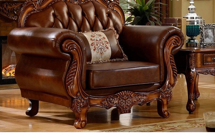 Modern  luxury European Sofa Set Furniture 1-3 Seat Sofa  Royal style Genuine Leather Sofas For Home Hotel