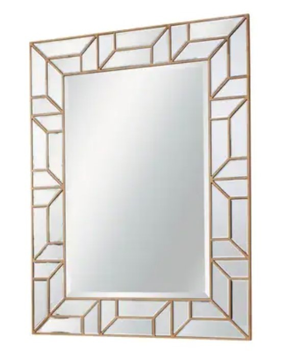 Top Mirror Rectangle Frameless Venetian Wall Mirror with Gold Trimming for Bedroom Hotel or Living Room