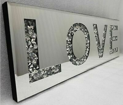 Top Sales Sparkly Rectangle Diamond Decorative Wall Mirror LOVE HOME MR MRS Letters For Home Wedding