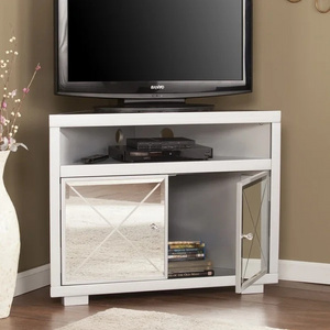 Sparkly silver mirrored TV stand 2 door corner TV bench for living room