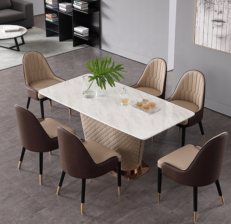 Luxury living room furniture wooden frame PU leather upholstery dining chair for home restaurant