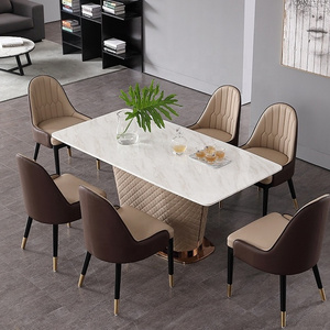 Luxury living room furniture wooden frame PU leather upholstery dining chair for home restaurant