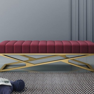 Stool & Ottoman Nordic Bed End Stool Modern Minimalist Long Benches Metal Shoe Bench For Home Shop