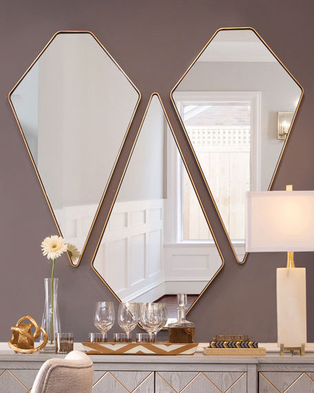 New Arrival Nordic Design Tear Drop Shape Metal Frame Wall Mirror In Gold For Wholesales