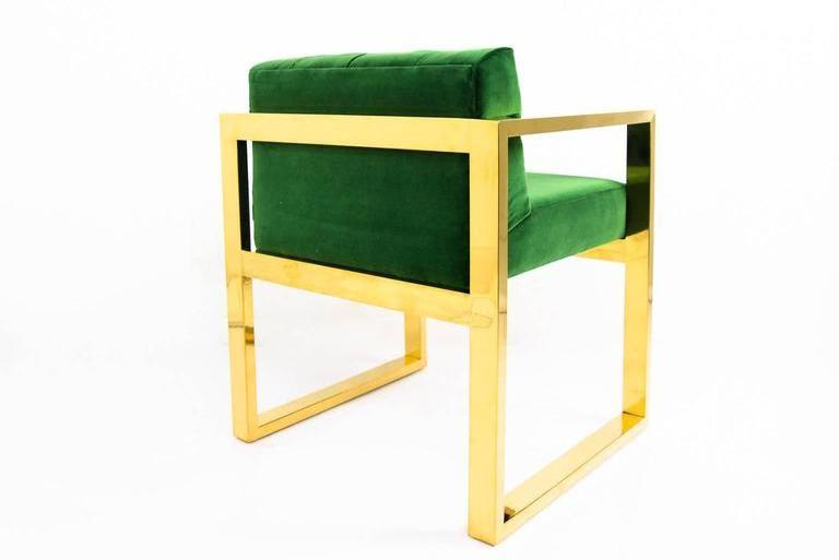 Upholstered Emerald Green Velvet Lounge Armrest Dining Chair Hotel Lobby Leisure Chair