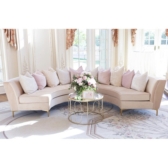 Circle hot sale french country style half round sofa, event party for rental wedding banquette sofa