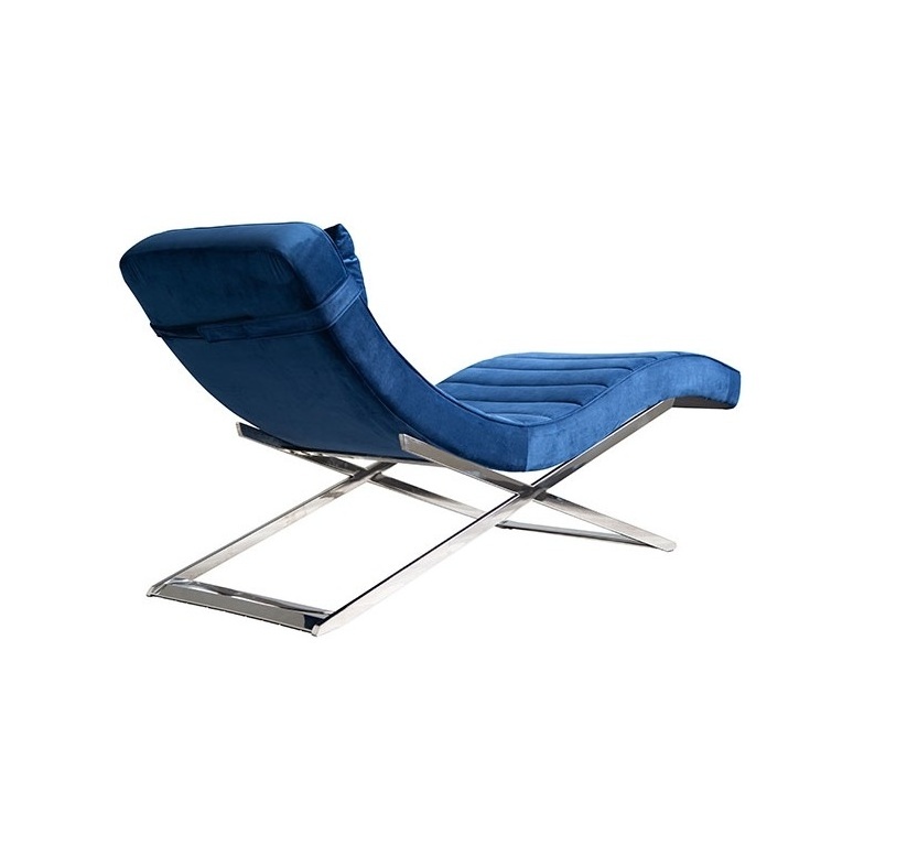 Luxury Modern Gold Ergonomic Chair Navy Blue Velvet Upholster Lounge Chair For Home Hotel Cafe