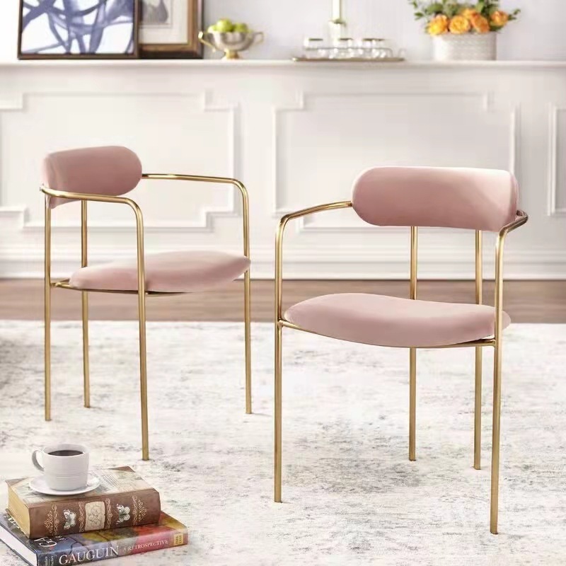 Stackable Modern Stainless Steel Brass Gold Restaurant Chair Ivory White Velvet Dining Chair Event Wedding Rent Chair